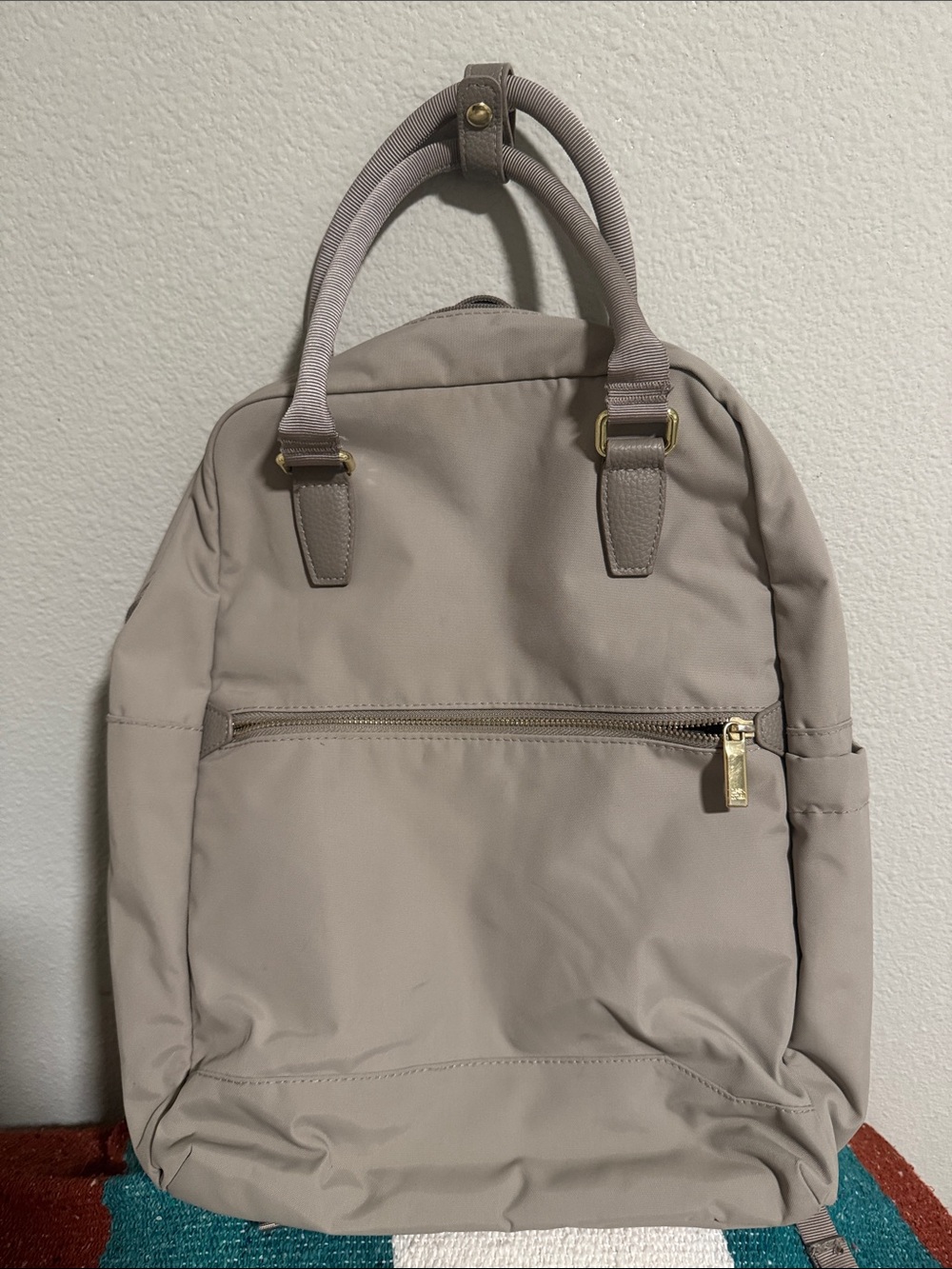 Target Open Story Taupe Women's Convertible Backpack Tote with Gold Hardware